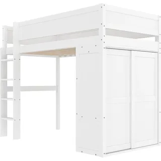 okwish Hochbett 90x200 Kinderbett mit Kleiderschrank Schreibtisch und Schubladen ohne Matratze