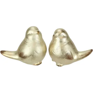 I.GE.A. Dekofigur »Vogel aus Keramik«, 2er Set Ornament Statue Tierfigur Skulptur Dekovogel Vogelfigur, goldfarben