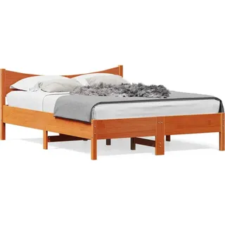 vidaXL Massivholzbett ohne Matratze Wachsbraun 120x200 cm Kiefernholz - Bronze