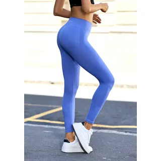 Seamless Leggings COPENHAGEN STUDIOS, Damen, Gr. L (44/46), N-Gr, blau, Obermaterial: 93% Polyamid, 7% Elasthan, unifarben, Basic, lang, Hosen Seamless Leggings, High Waist Design