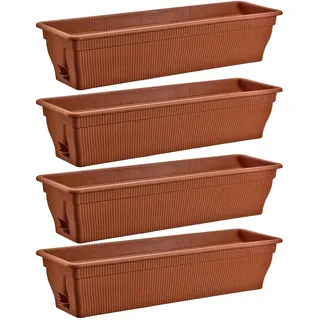 Balkonkasten 4x Blumenkasten 80cm Pflanzkasten Wasserspeicher Terrakotta