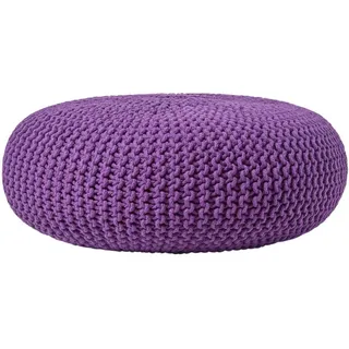 Homescapes Strick-Pouf Baumwolle 70 x 23 x 70 cm Lila