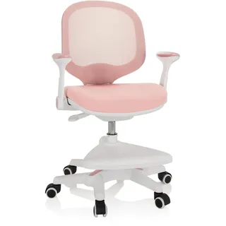 HJH Office 736412 Kinder Schreibtischstuhl Kid Ergo Stoff/Netz Kinderstuhl mit Armlehnen klappbar, Rosa/Weiß