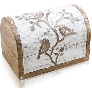 Tolle Geburtstagsgeschenkideen, handgefertigt, dekoratives Schmuckkästchen aus Holz, für Schmuck, Andenken, Schatztruhe, Schmuckhalter, Uhrenschloss, Einweihungsgeschenke, Männer und Frauen (White)