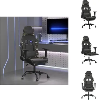 vidaXL Gamingstuhl mit Massage Fußstütze Schwarz Tarnfarben Kunstleder -  Gaming-Sessel - Grün