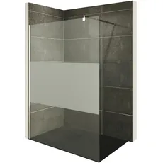 i-flair Duschabtrennung Walk In FIONA 160x200 cm Duschwand Dusche 10mm STARK aus TEILSATINIERTEM NANO ESG Sicherheitsglas mit EDELSTAHL Wandprofil #740