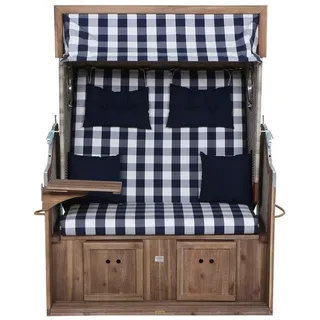 Siena Garden Strandkorb , Blau, Weiß , Holz, Kunststoff, Textil , Akazie , Uni , 80x165x130 cm , Gartenmöbel, Gartenschaukeln, Strandkörbe