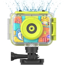 Ukuu Kinderkamera, Action Kamera wasserdichte 1080P Unterwasser Kamera Helmkamera für Fahrrad Outdoor, Mini Digital Kamera mit 2,0 Zoll, Spielzeug für 3-12 Jahre Alter Geburtstagsgeschenk (Blau)