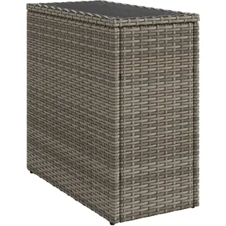 vidaXL Garten-Beistelltisch mit Glasplatte Grau 58x27,5x55 cm Rattan - Grau