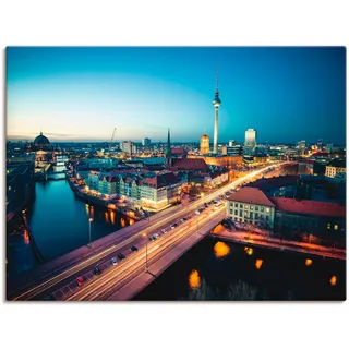 Artland Wandbild »Berlin Cityscape am Abend«, Deutschland, (1 St.), als Leinwandbild, Poster in verschied. Größen, beige