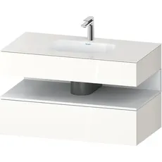 Duravit Qatego Einbauwaschtisch mit Konsolenwaschtischunterbau, 1000x550x600mm, Nische Weiß Matt, QA4786018, Farbe: Weiß Hochglanz/mit Nischenbeleuchtung