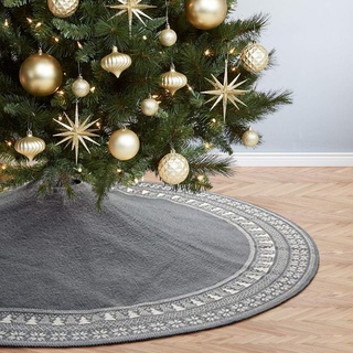 Dremisland Große Weihnachtsbaum Rock, 90cm Gestrickter Weihnachtsbaumdecke Teppich Schneeflocken Christbaumständer Runde Christbaumdecke Rock Matte Für Zuhause Feier Weihnachtsbaum Deko