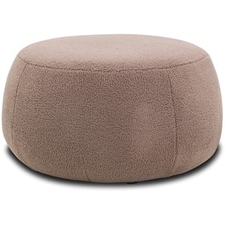 DOMO. collection Polsterhocker Molina, moderner, runder Hocker aus Teddy-Stoff, Sitzhocker, Fußhocker, Beistellhocker, Sofa-Hocker, Garnitur 75 x 75 x 42 cm (BxTxH), altrosa