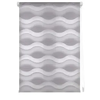 INTERBLIND Rollo für Nacht und Tag, doppelschichtig, gewellt, Größe 107 x 150, vielseitige Installation: Aufhängen, Schrauben, Kleben, Stoffgröße 104 x 145 cm