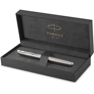 Parker Sonnet Füller | Edelstahl mit Palladiumzierteilen | Füllfederhalter mit mittlerer Feder | Geschenkbox