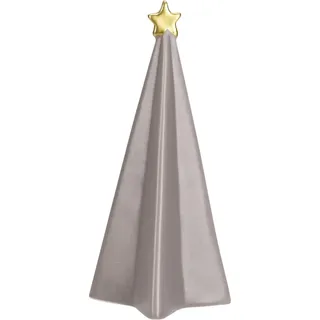 Weihnachtsbaum mit Stern, Keramik, 20 cm - Weiß, Grau, Gold