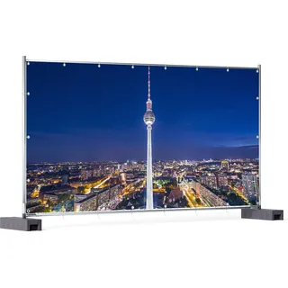 Wallario XXL Outdoor-Poster für Garten oder Balkon, Motiv Fernsehturm Berlin bei Nacht, in ca. 340 x 173 cm - Blau