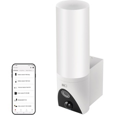 Bild GoSmart Outdoor Überwachungskamera IP-300 Torch mit WiFi und App + 1200lm LED-Leuchte, rotierende 1080p IP-Kamera mit Licht, kompatibel mit Alexa, Google Assistant, ohne ABO-Falle, weiß