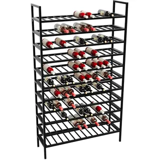 Metalo Pro Weinregal für 143 Flaschen aus Metall, schwarz , Schwarz , 100x170x30 cm , Weinregale