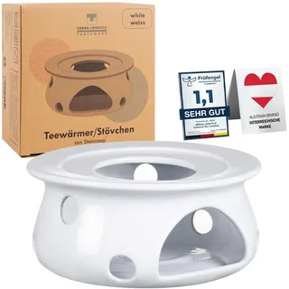 Urban Lifestyle Teewärmer Stövchen Keramik (Weiß) - Tee Ofen zum Warmhalten der Teekanne oder Kaffeekanne - Teelicht