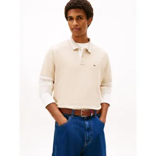 Poloshirt TOMMY JEANS "TJM REG TIPPED POLO EXT", Herren, Gr. L, gulf sand, Jersey, Obermaterial: 100% Baumwolle, regular fit normal, Rundhals, eingesetzt angesetztes Bündchen kontrastfarben, Shirts Poloshirt, Mit Rundhalsausschnitt