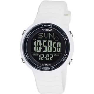 PINDOWS Damen Digital Armbanduhr Damen Armbanduhr für Damen Uhr Sportuhr Damen Digitaluhr Unisex Uhr Teenager Uhr mit 3 Alarmgruppen Licht wasserdichte Countdown Stoppuhr Multifunktions Armbanduhren