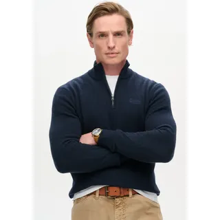 Superdry Strickpullover »ESSENTIAL EMB KNIT HALF ZIP« Superdry Carbon Navy Marl XL