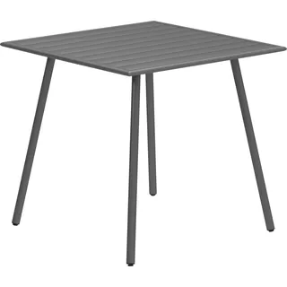 Fortuna Lai Gartentisch Stahl 80 x 80 x 74 cm Wetterfest Buffettisch mit Stahlrahmen, rutschfest Campingtisch 4 Personen Balkontisch Terrassentisch Outdoor Esstisch für Garten, Terrasse, Balkon, Grau - Grau