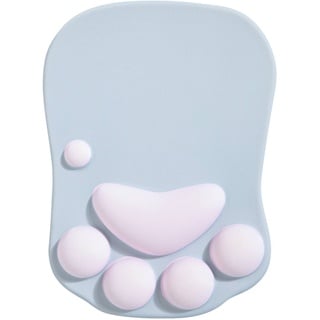 DOBAOJIA Mauspad mit Handgelenkstütze, Mauspad Katzenpfote, Ergonomische Mauspad, 3D Silikon Gel Mauspad, Mouse Pad, Mouse Mat, Rutschfester Boden, für Zuhause/Büro/Gaming, Grau & Rosa