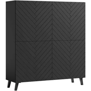 P & B Highboard Phuket 120 x 132 x 39 cm Schwarz