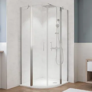 Breuer Megabad Classic-Line Runddusche 4-teilig 90 x 90 x 190 cm Radius 550 mm - Alu silber matt