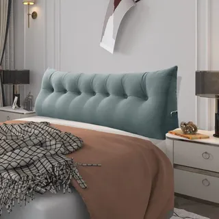 BNCKTRD Kopfende Großes Rückenkissen Bequemes Lesekissen und Rückenteil im Bett Rückenlehne Kopfkissen Langes XXL Kissen für Sofa, Couch, Wandkissen Polster Samt Grau 200cm