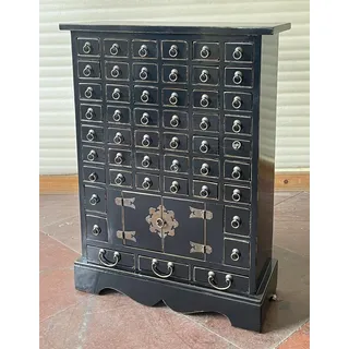 Antike Apothekerkommode Höhe91cm Holz 49 Schubladen schwarz