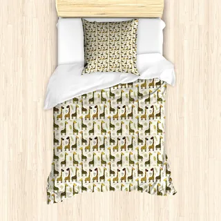 ABAKUHAUS Giraffe Mantele, Cheery Kinder Tiere, Milbensicher Allergiker geeignet mit Kissenbezügen, 135 cm x 200 cm - 80 x 80 cm, Mehrfarbig