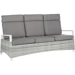 Amatio Gartenbank , Weiß, Hellgrau , Holz, Metall, Kunststoff, Textil , Teakholz , massiv , Füllung: Schaumstoff , 205x105x89 cm , Holzmöbel, Sitzgelegenheiten Holz, Holzbänke, Gartenbänke Holz