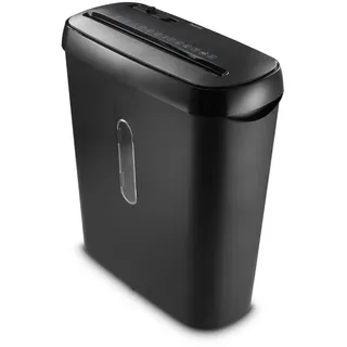 Hama Classic S61 Aktenvernichter P2 T2 E2 (Papierschredder mit Sicherheitsstufe, mit Einzug, auch für Plastikkarten, Streifenschnitt, inkl. 8l Papierkorb mit Sichtfenster) schwarz