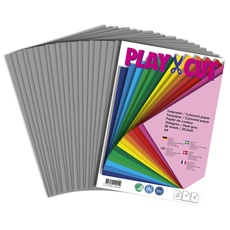 PLAY-CUT Tonpapier A4 Stahlgrau (130g/m2) | 20 Bogen Din A4 Papier zum Basteln Drucken | Dickes Bedruckbares Bastelpapier Set und Druckerpapier A4 | Premium Tonzeichenpapier & Craft Paper