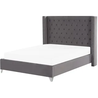 Beliani Polsterbett 160/200cm Grau Lubbon - Textil , 160x200 cm , Schlafzimmer, Betten, Polsterbetten