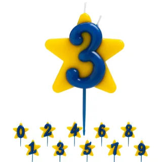 Dekora Solidarität Geburtstagskerze 3 Blau
