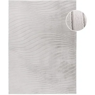 Carpet City Waves 503", hell, taupe, B:160cm H:12mm L:230cm, Obermaterial: 100% Polyester, Teppiche, Teppich, Kurzflor, Hochtief-Muster/ 3D-Effekt, Uni, Wohnzimmer, Schlafzimmer