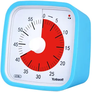 Visueller Timer, Yunbaoit Verbesserter 60 Minuten Countdown Timer für Kinder Erwachsene mit Alarm bei Niedrigem Batteriestand, Leises Zeit Management Werkzeug mit optionaler Alarm (Blau)