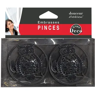 Douceur d'Intérieur Weichheit für den Innenbereich, 2 Raffhalter, 0 cm, Metall, lackiert, Gufo, Schwarz