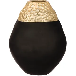 Casablanca Vase Imperium- Aluminium - Gold-schwarz - Höhe 17cm - bauchige Dekovase