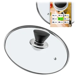 KADAX Topfdeckel "Taranto", Universaldeckel aus Glas mit Schwarzmatt griff, 22 cm