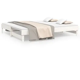 vidaXL Tagesbett Ausziehbar Weiß 2x(100x200) cm Massivholz Kiefer - Weiß
