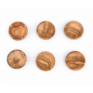 MOHA 24 hochwertige dip Schälchen Set aus exklusivem Olivenholz – Tapas Schalen Set - kleine Schale für Oliven & BBQ Saucen - Dip Schüssel für -Ø 8 cm 6er Set