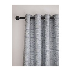 M&S Collection Jacquard Striped Eyelet Curtains - Navy, Navy - WDR72