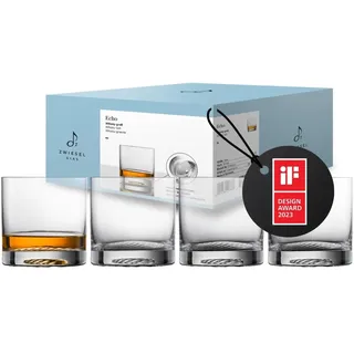 Zwiesel Glas Whiskyglas groß Echo (4-er Set), moderner Tumbler für Whisky, spülmaschinenfeste Tritan-Kristallgläser, Made in Germany (Art.-Nr. 123377)