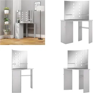 vidaXL Eck Schminktisch mit LED Betongrau 111x54x141,5 cm - Schminktisch - Schminktische - Kosmetiktisch - Kosmetiktische - Grau