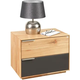 Valnatura Nachtkästchen , Anthrazit, Buchefarben , Holz, Glas , Wildkernbuche , massiv , 2 Schublade(n) Schubladen , 60x45x40 cm , Soft-Close-System , Holzmöbel, Holzbetten, Nachtkästchen Holz